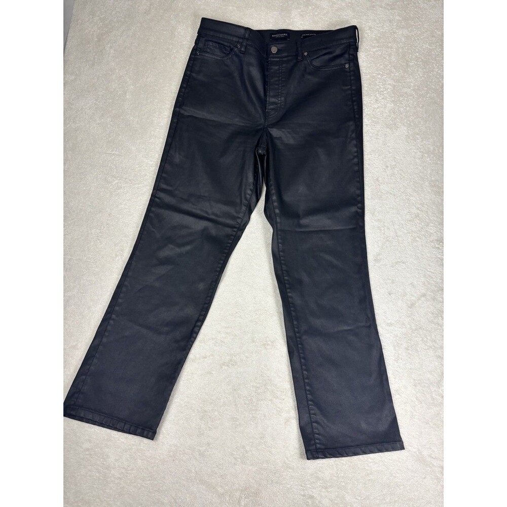 Banana Republic High Rise coated leather look Straight Jeans Black 30 Regular